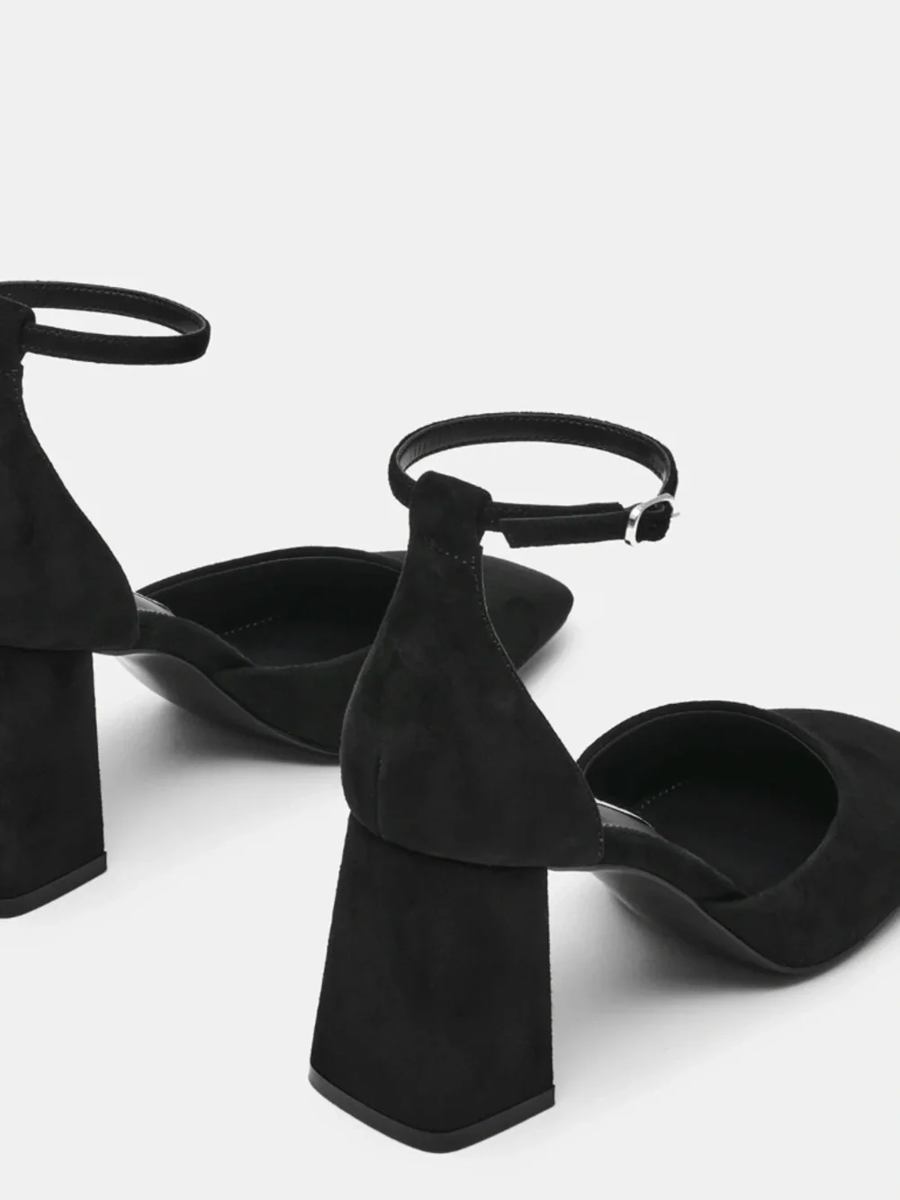 Must Go‼️ NWT Steve Madden Black Suede Square-Toe Ankle-Strap Block Heel.